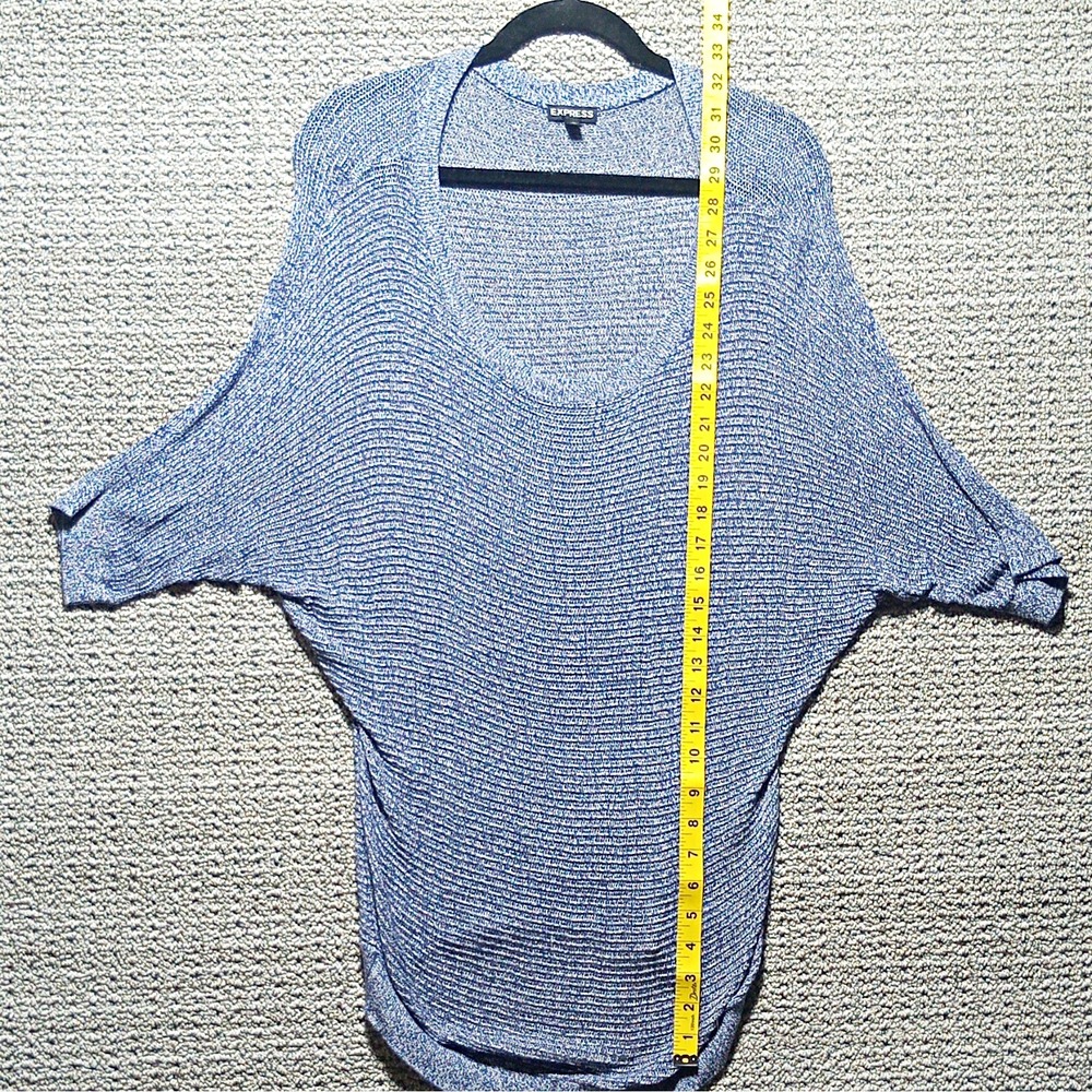Express Size L Women's Blue Knit Scoop Neck Dolman Short Sleeve Pullover Top. L8